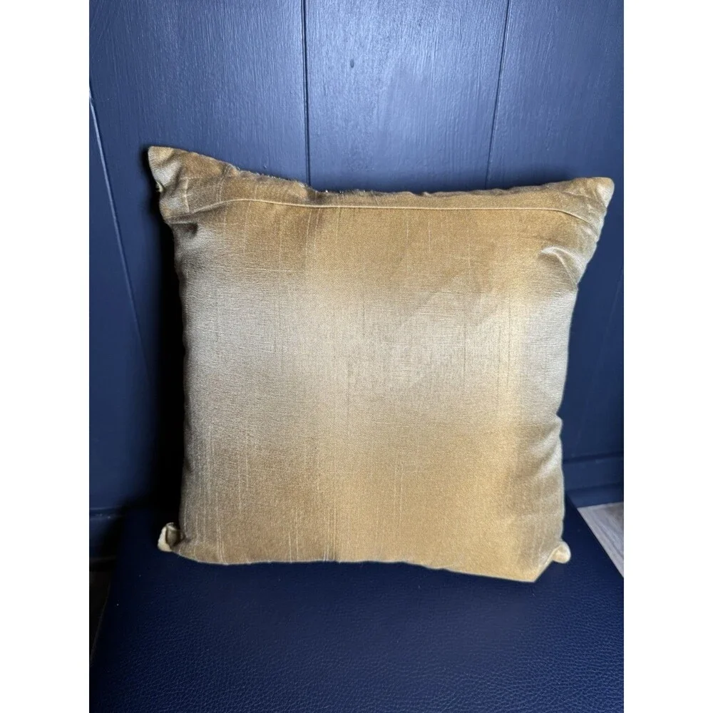 Set of 2 Pier 1 Gold Beaded Accent Throw Pillows 12x12 Geometric Diamond